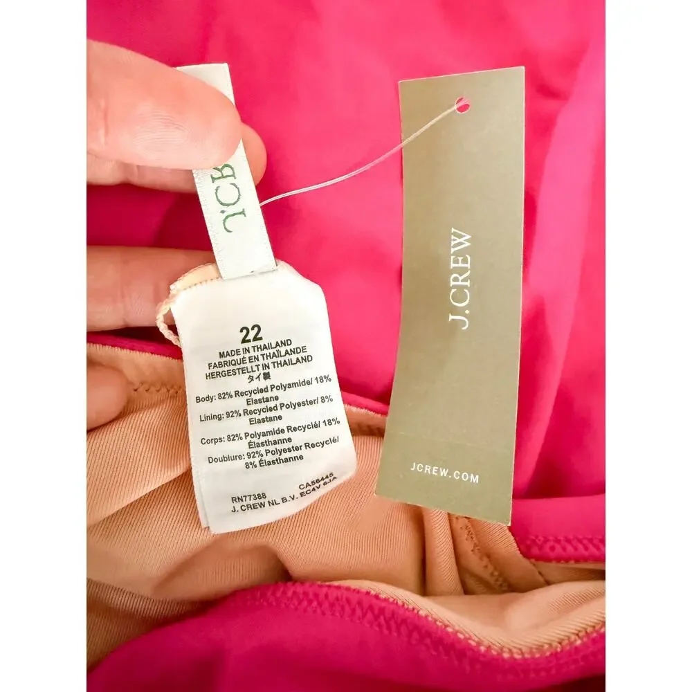 J. Crew | NWT | Ruched ruffle one-piece swimsuit in Radiant Fuchsia | Sz 22